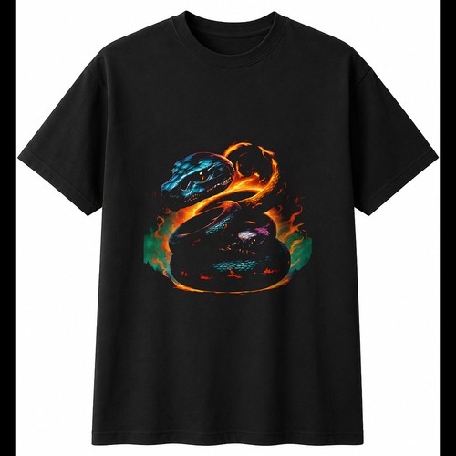 Dark fantasy snake and skull - and,