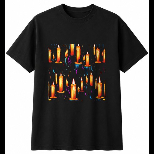 Colourful black candle with - colourful,