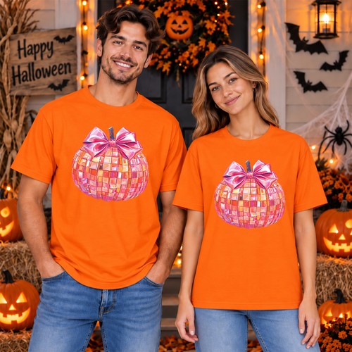 Sparkly disco pumpkin shirt - sparkly, t-shirt