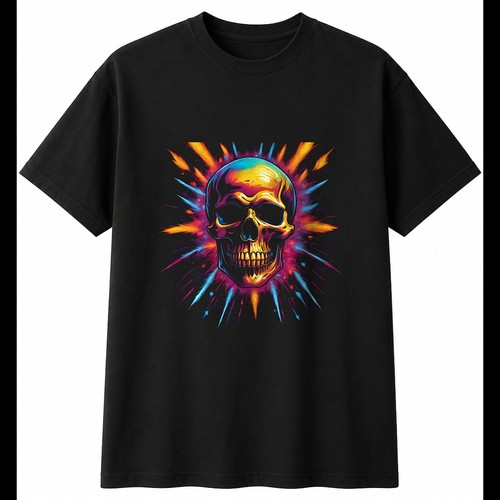 Colourful skull with - skull, sparks