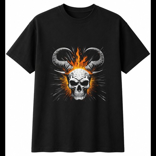 Horned skull with sparks - horned,