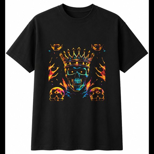 Colourful skull with crown - skull,