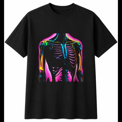 Neon rib cage with sparks - rib,