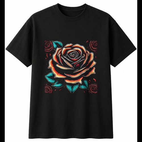 Tattoo black rose with sparks - tattoo,