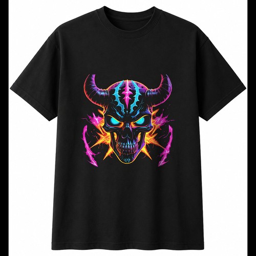 Horned skull with sparks neon - horned,