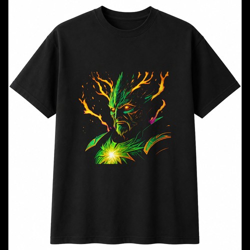 Neon green man with sparks - man,