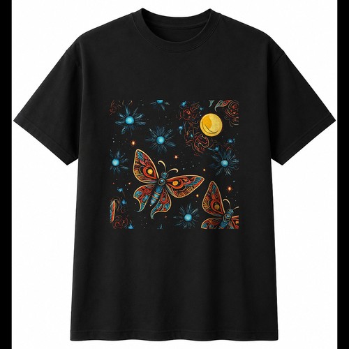 Tattoo moth and moon - moth,