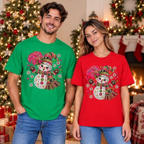 Sparkly snowman shirt - snowman, cute