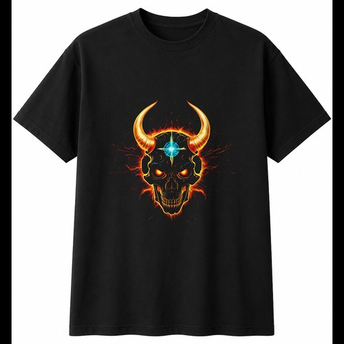 Double exposure horned - horned, skull