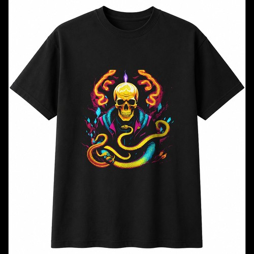 Colourful snake and skull with - snake,
