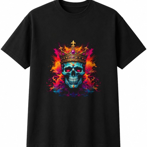 Psychedelic skull with crown - psychedelic,