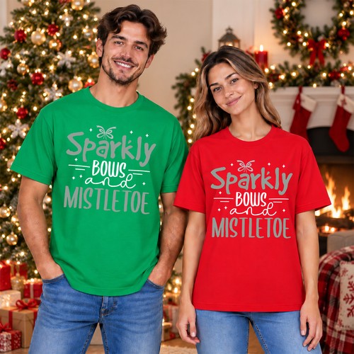 Sparkly bows and - and, mistletoe