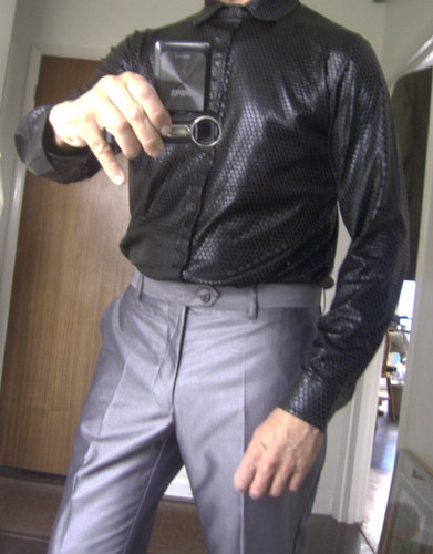 Black shiny gloss patterned - black,