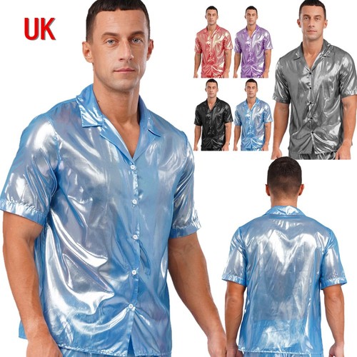 Mens metallic shiny shirt - uk,