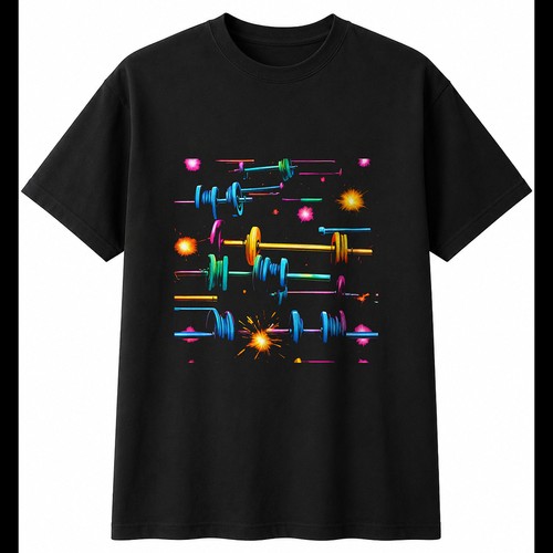 Neon barbell with sparks - neon, mens