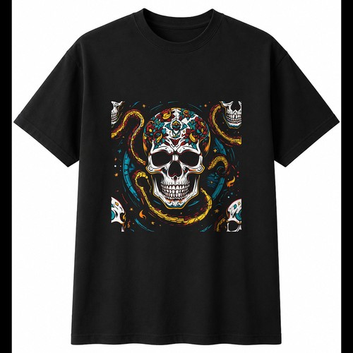 Tattoo skull and - skull, serpent