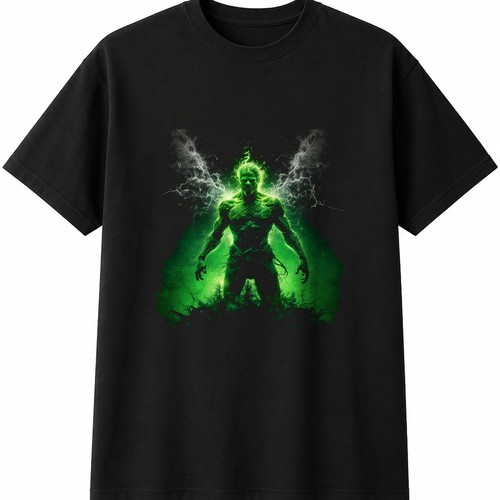 Double exposure green man with - exposure,