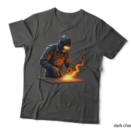 Welder man sparks metal plate - man,