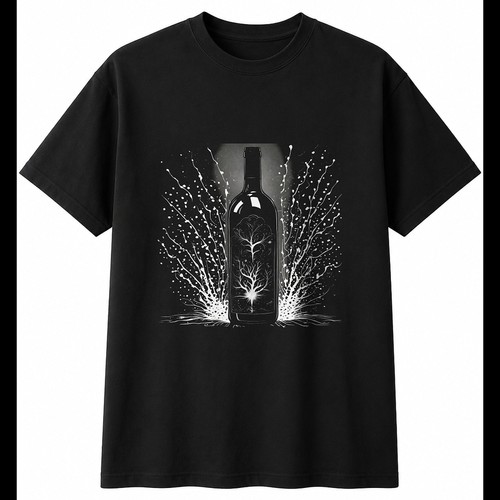 Greyscale wine bottle with - greyscale,
