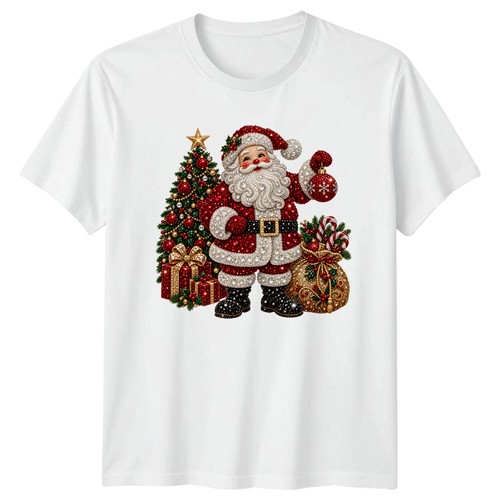 Sparkly santa claus shirt - claus, t-shirt