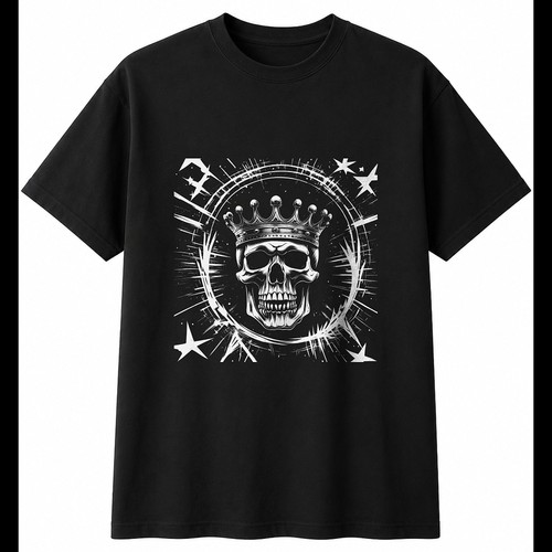 Charcoal skull with crown - with,