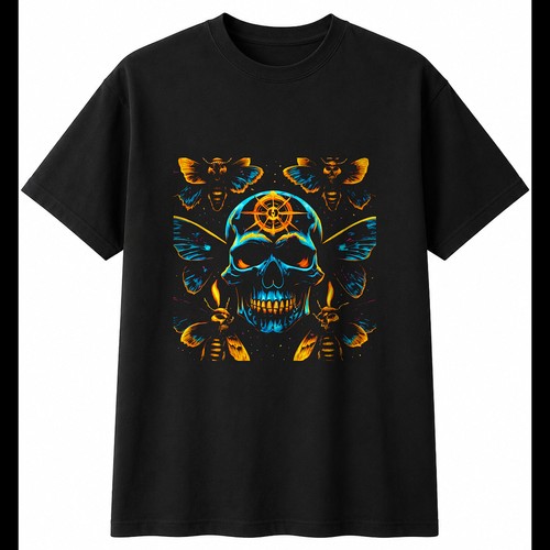 Neon moth and skull with - moth,