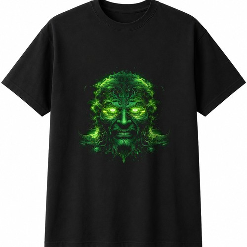 Detailed green man with sparks - man,