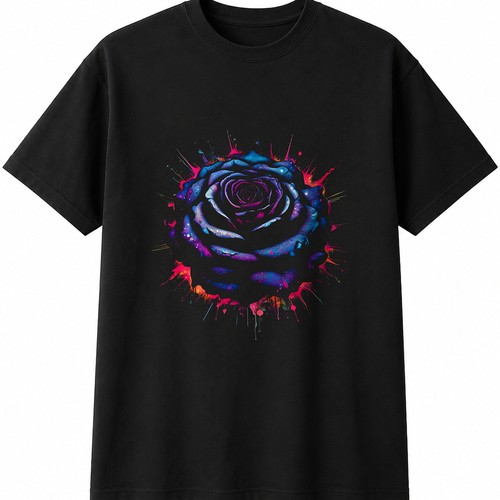 Psychedelic black rose with - psychedelic,