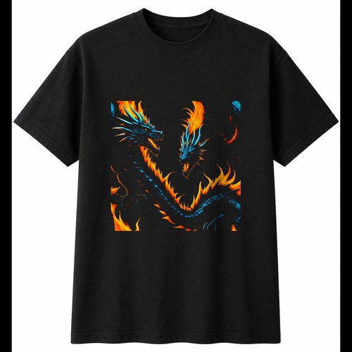 Neon horned dragon with sparks - with,