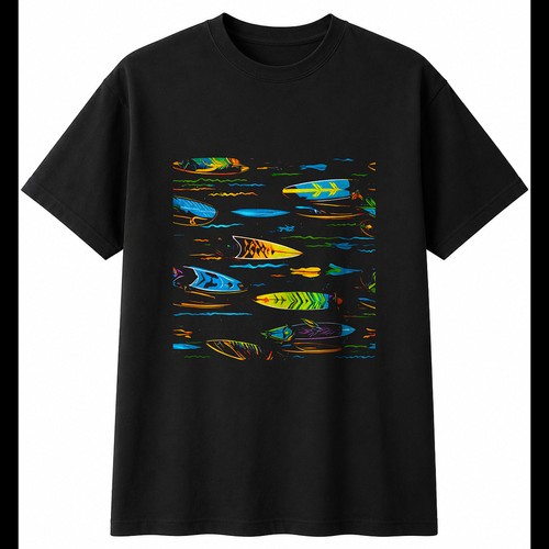 Neon surfboard with sparks - neon,